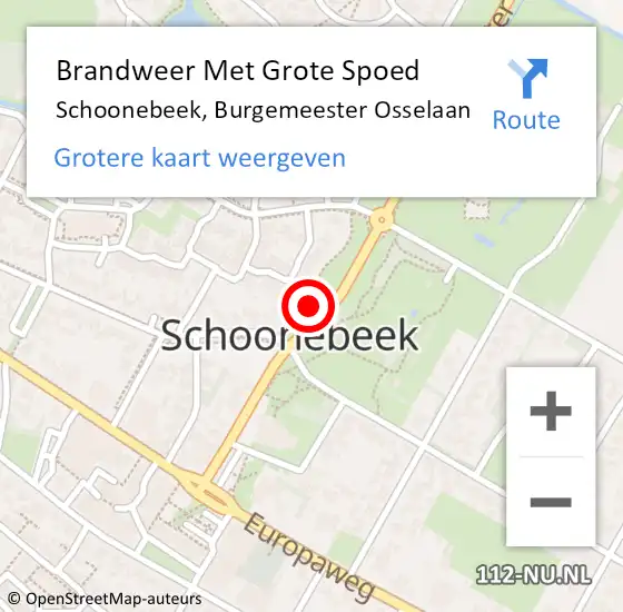 Locatie op kaart van de 112 melding: Brandweer Met Grote Spoed Naar Schoonebeek, Burgemeester Osselaan op 15 mei 2022 00:36