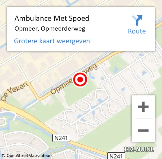 Locatie op kaart van de 112 melding: Ambulance Met Spoed Naar Opmeer, Opmeerderweg op 15 mei 2022 00:45