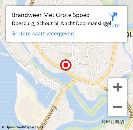 Locatie op kaart van de 112 melding: Brandweer Met Grote Spoed Naar Doesburg, Schout bij Nacht Doormansingel op 15 mei 2022 00:47