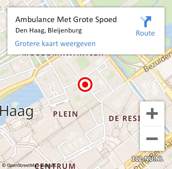 Locatie op kaart van de 112 melding: Ambulance Met Grote Spoed Naar Den Haag, Bleijenburg op 15 mei 2022 00:49
