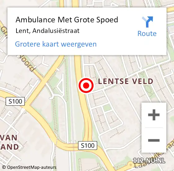 Locatie op kaart van de 112 melding: Ambulance Met Grote Spoed Naar Lent, Andalusiëstraat op 15 mei 2022 01:01