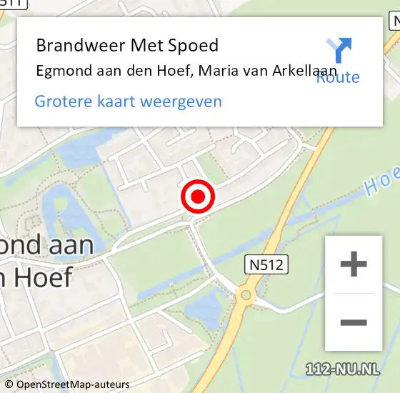 Locatie op kaart van de 112 melding: Brandweer Met Spoed Naar Egmond aan den Hoef, Maria van Arkellaan op 15 mei 2022 01:02