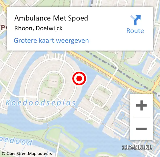 Locatie op kaart van de 112 melding: Ambulance Met Spoed Naar Rhoon, Doelwijck op 15 mei 2022 01:49