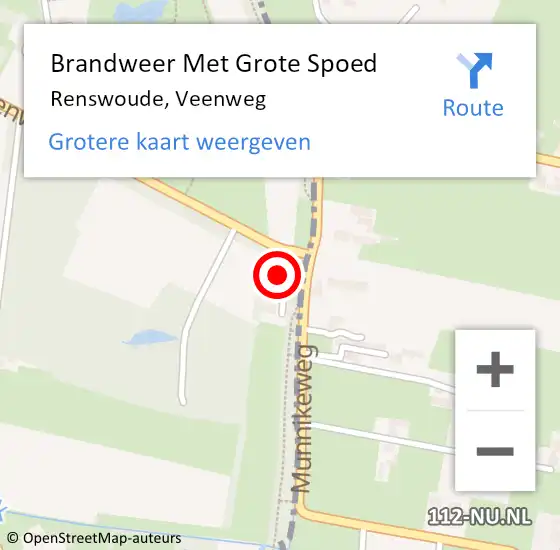 Locatie op kaart van de 112 melding: Brandweer Met Grote Spoed Naar Renswoude, Veenweg op 15 mei 2022 01:50