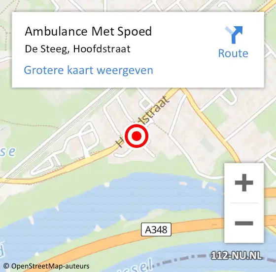 Locatie op kaart van de 112 melding: Ambulance Met Spoed Naar De Steeg, Hoofdstraat op 15 mei 2022 01:57