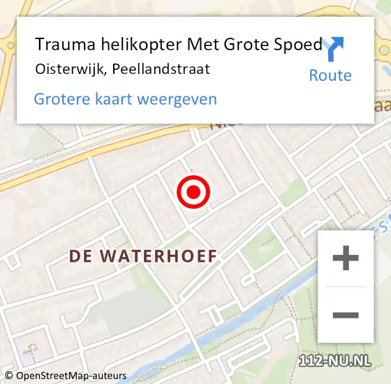 Locatie op kaart van de 112 melding: Trauma helikopter Met Grote Spoed Naar Oisterwijk, Peellandstraat op 15 mei 2022 02:06
