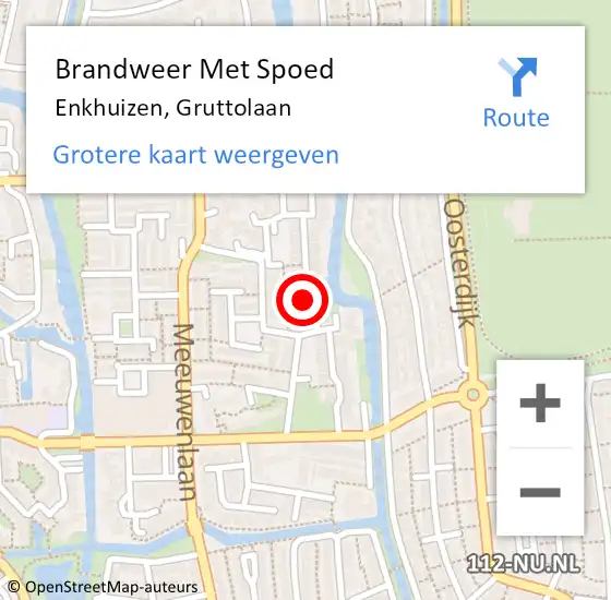 Locatie op kaart van de 112 melding: Brandweer Met Spoed Naar Enkhuizen, Gruttolaan op 15 mei 2022 02:20