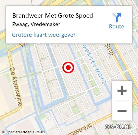 Locatie op kaart van de 112 melding: Brandweer Met Grote Spoed Naar Zwaag, Vredemaker op 15 mei 2022 02:59