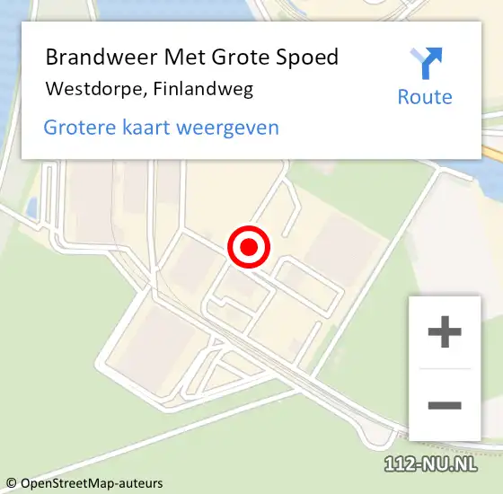 Locatie op kaart van de 112 melding: Brandweer Met Grote Spoed Naar Westdorpe, Finlandweg op 15 mei 2022 03:01