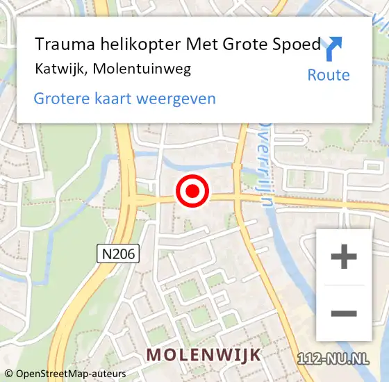 Locatie op kaart van de 112 melding: Trauma helikopter Met Grote Spoed Naar Katwijk, Molentuinweg op 15 mei 2022 03:05