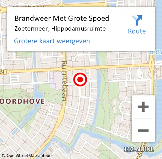 Locatie op kaart van de 112 melding: Brandweer Met Grote Spoed Naar Zoetermeer, Hippodamusruimte op 15 mei 2022 03:14