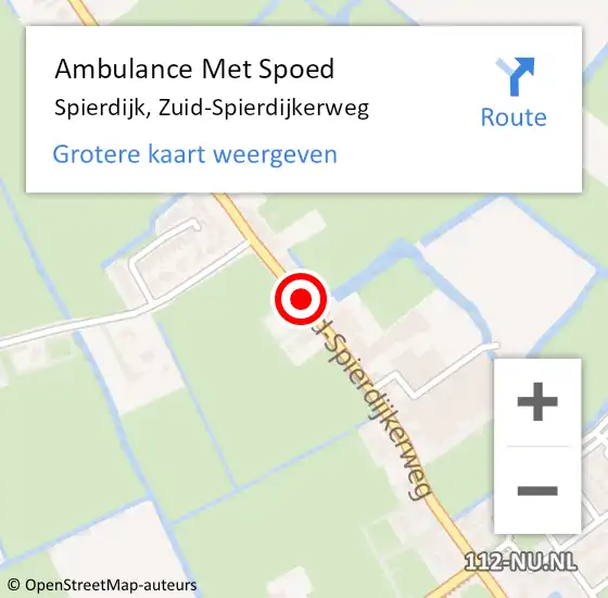 Locatie op kaart van de 112 melding: Ambulance Met Spoed Naar Spierdijk, Zuid-Spierdijkerweg op 15 mei 2022 03:22