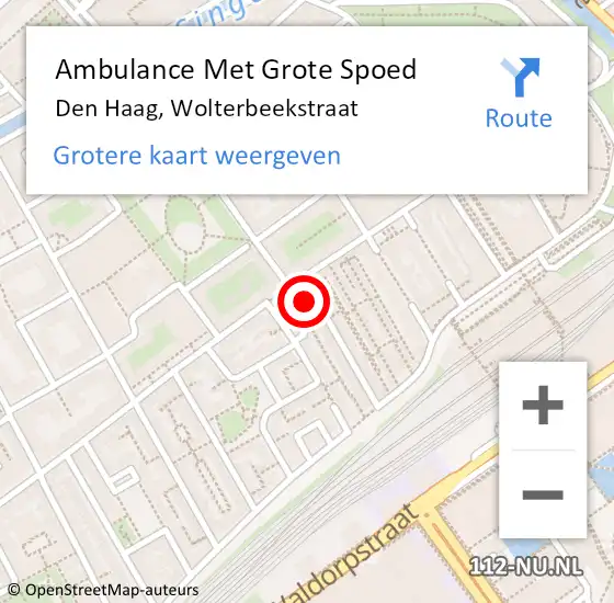 Locatie op kaart van de 112 melding: Ambulance Met Grote Spoed Naar Den Haag, Wolterbeekstraat op 15 mei 2022 03:30