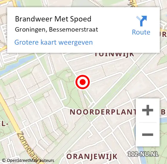 Locatie op kaart van de 112 melding: Brandweer Met Spoed Naar Groningen, Bessemoerstraat op 15 mei 2022 03:38