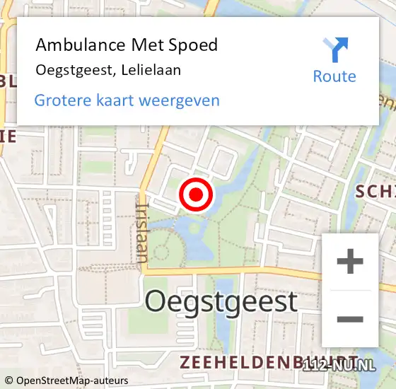 Locatie op kaart van de 112 melding: Ambulance Met Spoed Naar Oegstgeest, Lelielaan op 15 mei 2022 04:13