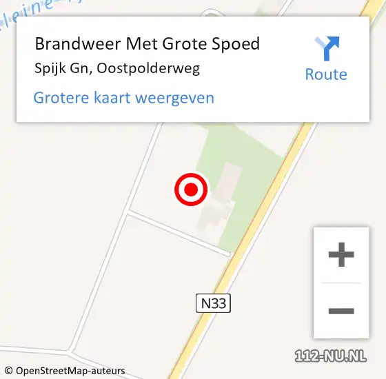 Locatie op kaart van de 112 melding: Brandweer Met Grote Spoed Naar Spijk Gn, Oostpolderweg op 15 mei 2022 04:26