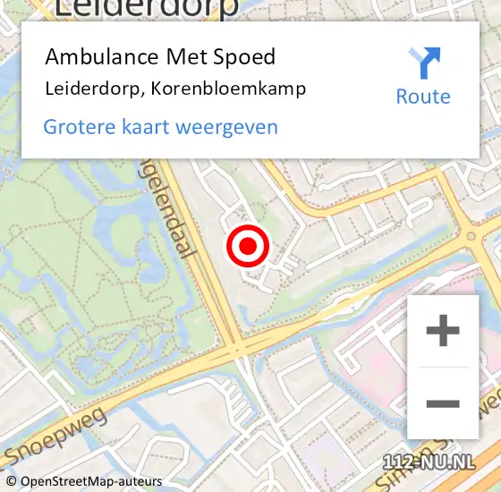 Locatie op kaart van de 112 melding: Ambulance Met Spoed Naar Leiderdorp, Korenbloemkamp op 15 mei 2022 04:29