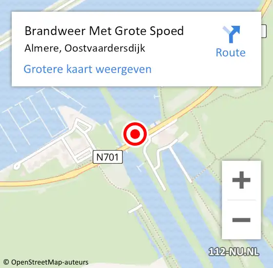 Locatie op kaart van de 112 melding: Brandweer Met Grote Spoed Naar Almere, Oostvaardersdijk op 15 mei 2022 06:00