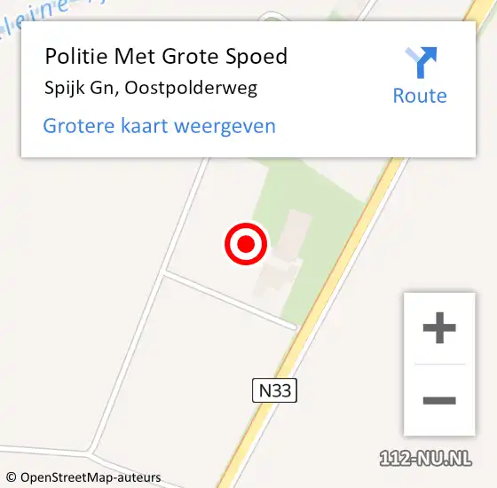 Locatie op kaart van de 112 melding: Politie Met Grote Spoed Naar Spijk Gn, Oostpolderweg op 15 mei 2022 07:03