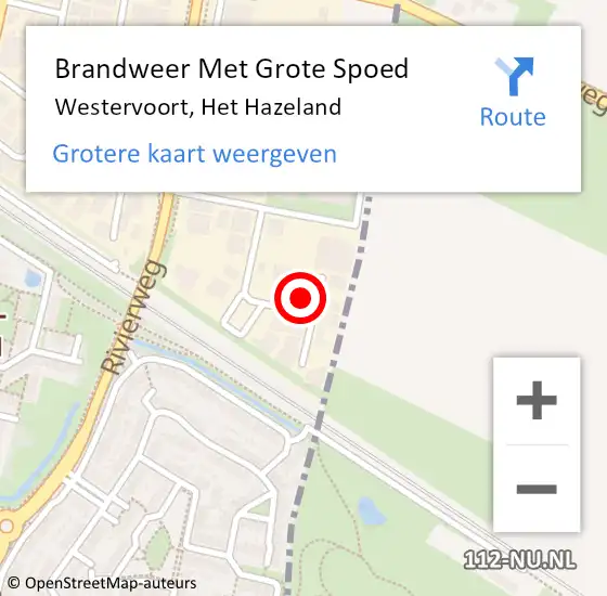 Locatie op kaart van de 112 melding: Brandweer Met Grote Spoed Naar Westervoort, Het Hazeland op 15 mei 2022 07:08