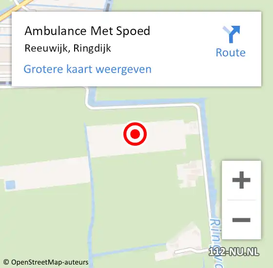 Locatie op kaart van de 112 melding: Ambulance Met Spoed Naar Reeuwijk, Ringdijk op 15 mei 2022 07:13