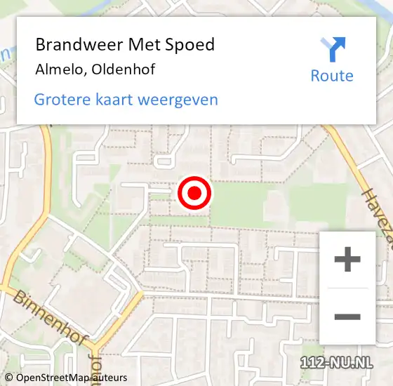 Locatie op kaart van de 112 melding: Brandweer Met Spoed Naar Almelo, Oldenhof op 15 mei 2022 07:19
