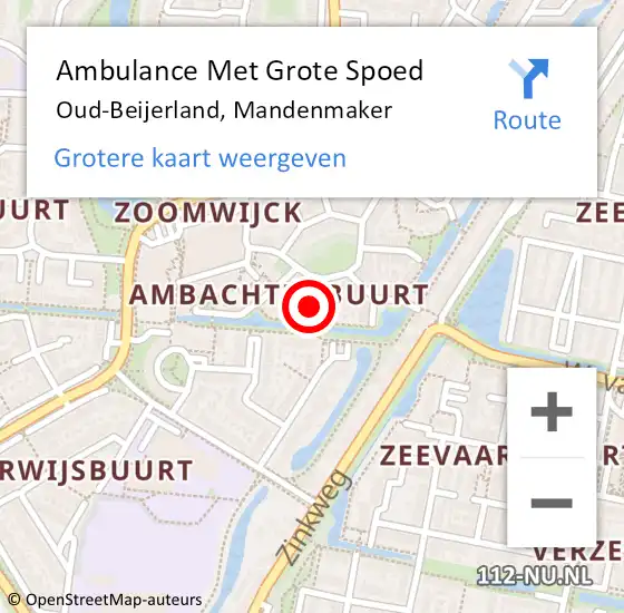 Locatie op kaart van de 112 melding: Ambulance Met Grote Spoed Naar Oud-Beijerland, Mandenmaker op 15 mei 2022 07:32