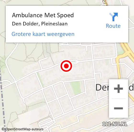 Locatie op kaart van de 112 melding: Ambulance Met Spoed Naar Den Dolder, Pleineslaan op 17 juli 2014 12:03