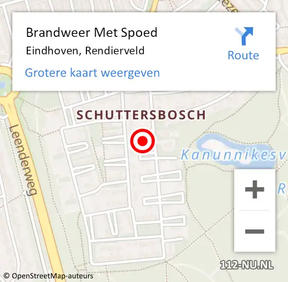 Locatie op kaart van de 112 melding: Brandweer Met Spoed Naar Eindhoven, Rendierveld op 15 mei 2022 08:59