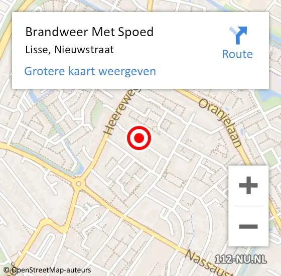 Locatie op kaart van de 112 melding: Brandweer Met Spoed Naar Lisse, Nieuwstraat op 15 mei 2022 09:21