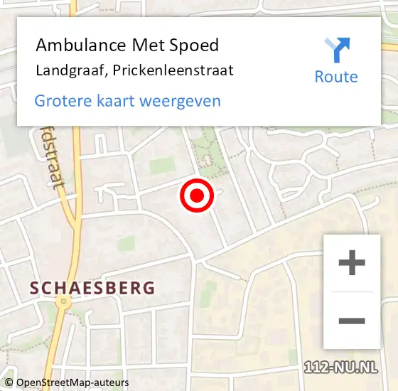 Locatie op kaart van de 112 melding: Ambulance Met Spoed Naar Landgraaf, Prickenleenstraat op 17 juli 2014 12:08