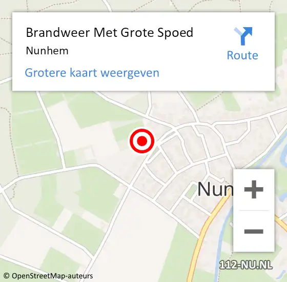 Locatie op kaart van de 112 melding: Brandweer Met Grote Spoed Naar Nunhem op 15 mei 2022 09:32