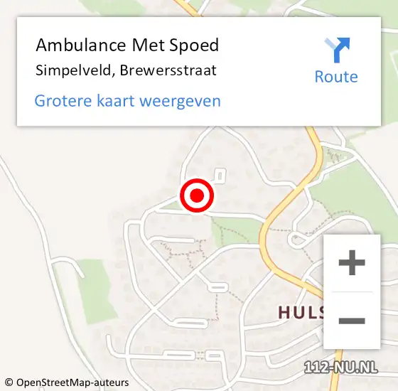 Locatie op kaart van de 112 melding: Ambulance Met Spoed Naar Simpelveld, Brewersstraat op 17 juli 2014 12:10