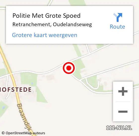 Locatie op kaart van de 112 melding: Politie Met Grote Spoed Naar Retranchement, Oudelandseweg op 15 mei 2022 09:52