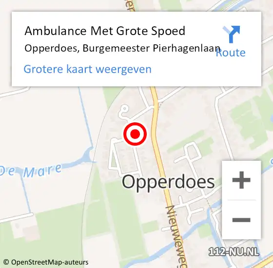 Locatie op kaart van de 112 melding: Ambulance Met Grote Spoed Naar Opperdoes, Burgemeester Pierhagenlaan op 15 mei 2022 09:52