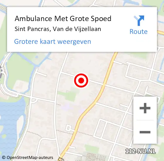 Locatie op kaart van de 112 melding: Ambulance Met Grote Spoed Naar Sint Pancras, Van de Vijzellaan op 15 mei 2022 10:06