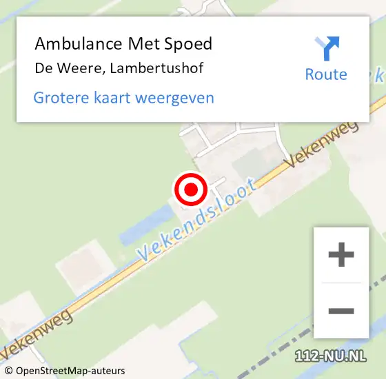 Locatie op kaart van de 112 melding: Ambulance Met Spoed Naar De Weere, Lambertushof op 15 mei 2022 10:08