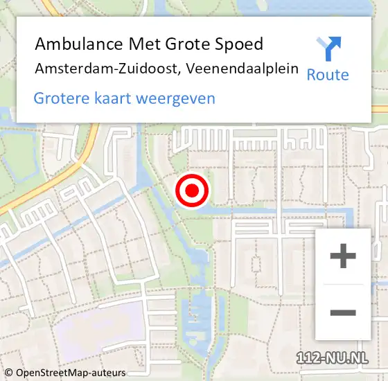 Locatie op kaart van de 112 melding: Ambulance Met Grote Spoed Naar Amsterdam-Zuidoost, Veenendaalplein op 15 mei 2022 10:14