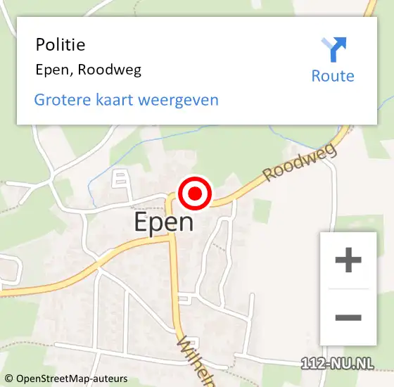 Locatie op kaart van de 112 melding: Politie Epen, Roodweg op 15 mei 2022 10:34