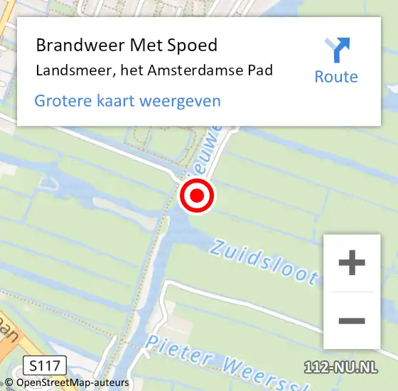 Locatie op kaart van de 112 melding: Brandweer Met Spoed Naar Landsmeer, het Amsterdamse Pad op 15 mei 2022 10:35