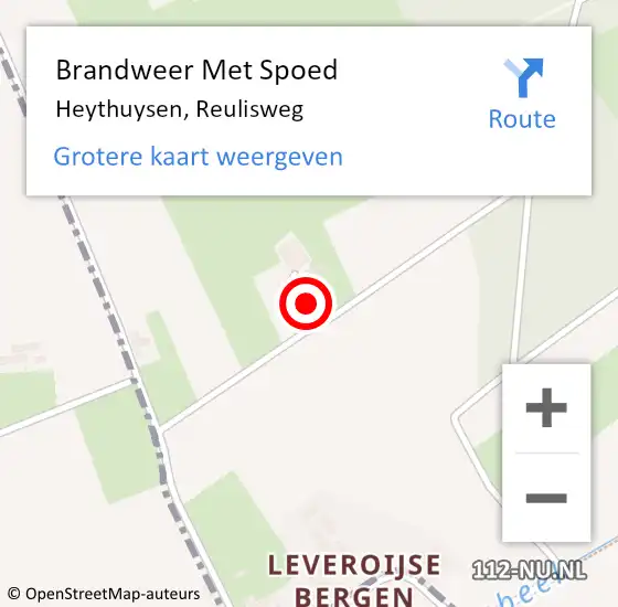 Locatie op kaart van de 112 melding: Brandweer Met Spoed Naar Heythuysen, Reulisweg op 15 mei 2022 10:50