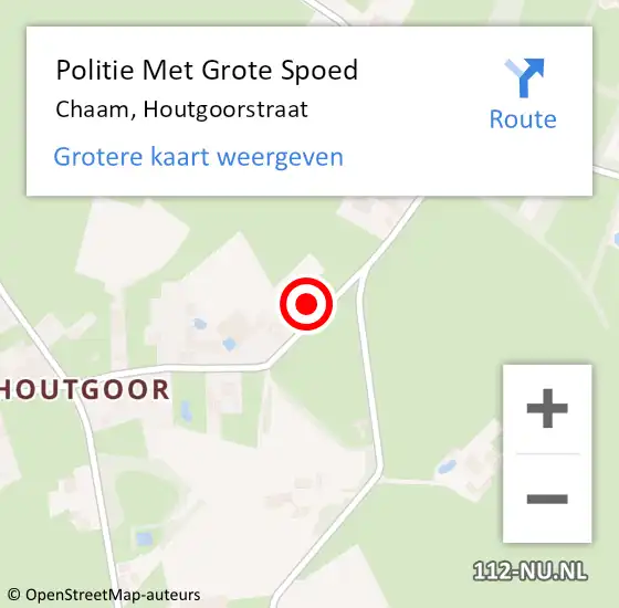 Locatie op kaart van de 112 melding: Politie Met Grote Spoed Naar Chaam, Houtgoorstraat op 15 mei 2022 10:54