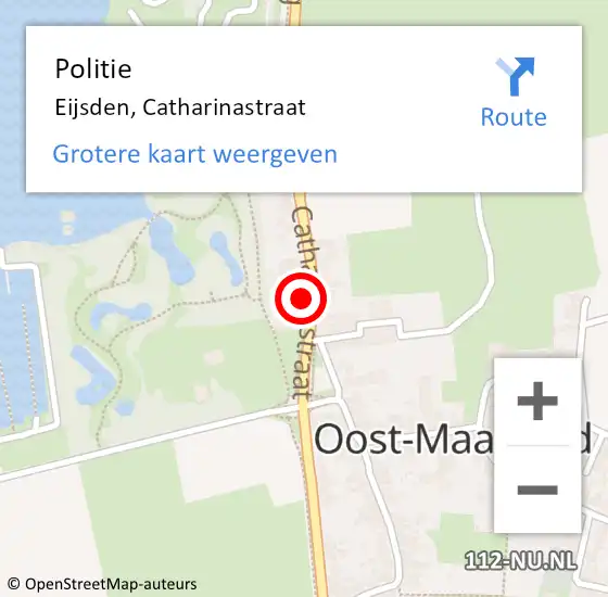 Locatie op kaart van de 112 melding: Politie Eijsden, Catharinastraat op 15 mei 2022 11:03