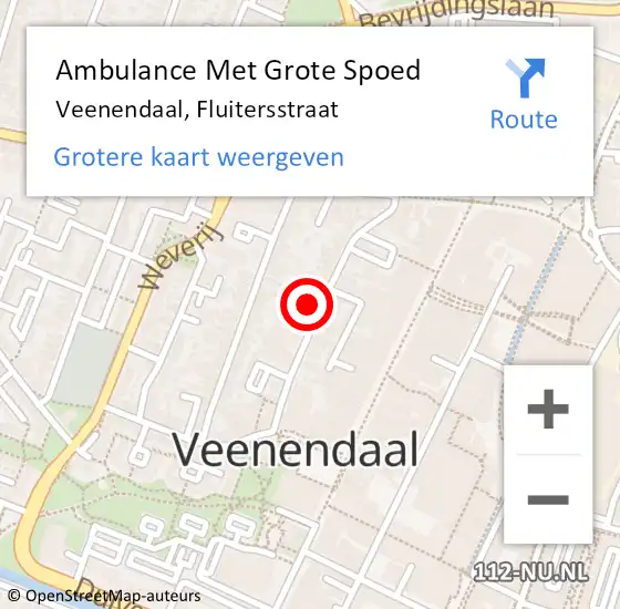 Locatie op kaart van de 112 melding: Ambulance Met Grote Spoed Naar Veenendaal, Fluitersstraat op 15 mei 2022 11:16