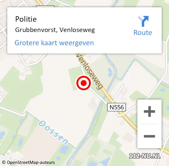 Locatie op kaart van de 112 melding: Politie Grubbenvorst, Venloseweg op 15 mei 2022 11:29