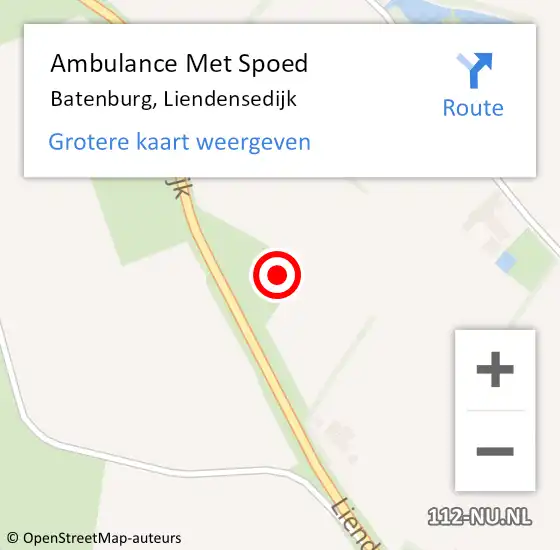Locatie op kaart van de 112 melding: Ambulance Met Spoed Naar Batenburg, Liendensedijk op 15 mei 2022 11:32