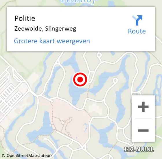 Locatie op kaart van de 112 melding: Politie Zeewolde, Slingerweg op 15 mei 2022 11:35