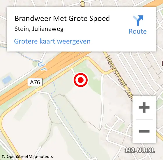 Locatie op kaart van de 112 melding: Brandweer Met Grote Spoed Naar Stein, Julianaweg op 15 mei 2022 11:45