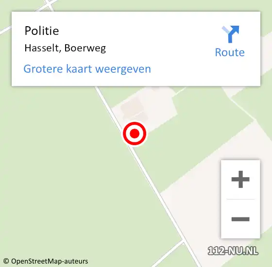 Locatie op kaart van de 112 melding: Politie Hasselt, Boerweg op 15 mei 2022 11:47