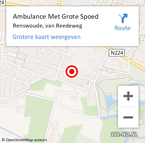 Locatie op kaart van de 112 melding: Ambulance Met Grote Spoed Naar Renswoude, van Reedeweg op 15 mei 2022 12:01